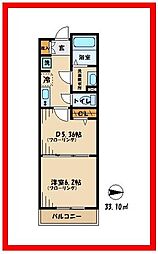 北松レジデンス 1DKの間取図画像