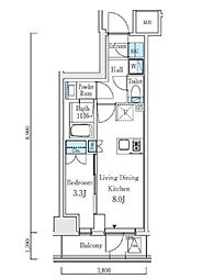 JR山手線 駒込駅 徒歩4分の賃貸マンション 10階1LDKの間取り