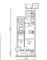 JR山手線 駒込駅 徒歩4分の賃貸マンション 4階1LDKの間取り