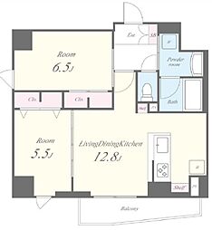 JR山手線 駒込駅 徒歩2分の賃貸マンション 4階2LDKの間取り