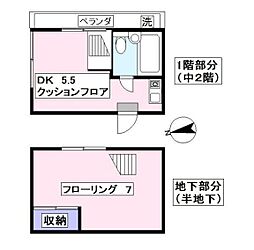 西武池袋線 江古田駅 徒歩8分の賃貸アパート 1階1DKの間取り