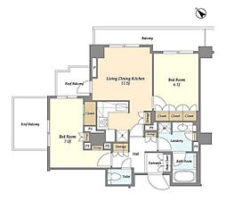 都営三田線 西巣鴨駅 徒歩6分の賃貸マンション 4階2LDKの間取り