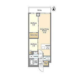 西武池袋線 中村橋駅 徒歩7分の賃貸マンション 4階2LDKの間取り
