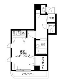都営大江戸線 新江古田駅 徒歩7分の賃貸マンション 4階ワンルームの間取り