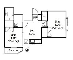 西武有楽町線 小竹向原駅 徒歩7分の賃貸アパート 2階2DKの間取り