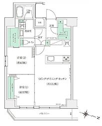 都営三田線 板橋本町駅 徒歩4分の賃貸マンション 9階2LDKの間取り