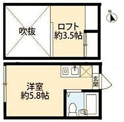 西武池袋線 桜台駅 徒歩5分の賃貸アパート 1階ワンルームの間取り