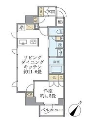 ジオエント駒込 2階1LDKの間取り