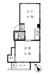 東京メトロ南北線 駒込駅 徒歩3分の賃貸マンション 5階1DKの間取り