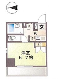西武池袋線 桜台駅 徒歩4分の賃貸マンション 8階1Kの間取り
