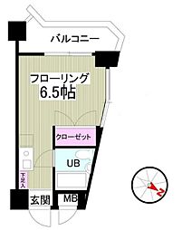 JR山手線 大塚駅 徒歩4分の賃貸マンション 6階ワンルームの間取り