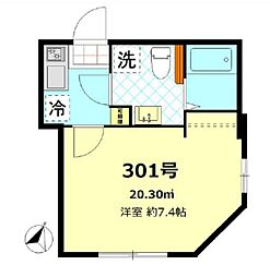 都営三田線 本蓮沼駅 徒歩6分の賃貸アパート 3階1Kの間取り