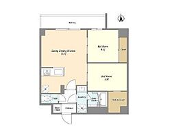 グランカーサ尾久 2LDKの間取図画像