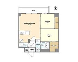 グランカーサ尾久 4階2LDKの間取り