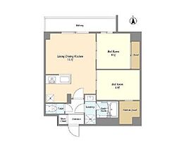 グランカーサ尾久 7階2LDKの間取り