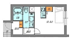JR山手線 駒込駅 徒歩10分の賃貸マンション 4階ワンルームの間取り
