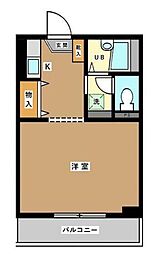 西武池袋線 中村橋駅 徒歩3分の賃貸マンション 1階1Kの間取り
