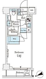 アジールコート山手動坂 5階1Kの間取り