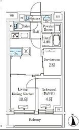 西武有楽町線 新桜台駅 徒歩6分の賃貸マンション 2階1LDKの間取り