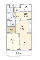 西武池袋線 桜台駅 徒歩8分の賃貸マンション 2階1SLDKの間取り