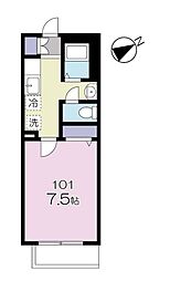 都営大江戸線 新江古田駅 徒歩7分の賃貸マンション 1階1Kの間取り