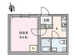 都営大江戸線 新江古田駅 徒歩7分の賃貸マンション 3階1Kの間取り