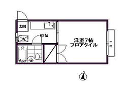 西武池袋線 桜台駅 徒歩3分の賃貸アパート 2階1Kの間取り