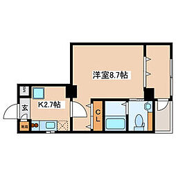 東京メトロ有楽町線 平和台駅 徒歩4分の賃貸マンション 2階1Kの間取り