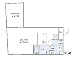 JR山手線 駒込駅 徒歩9分の賃貸マンション 1階1DKの間取り