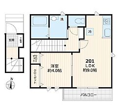 西武池袋線 石神井公園駅 徒歩12分の賃貸アパート 2階1LDKの間取り