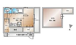 西武有楽町線 練馬駅 徒歩9分の賃貸アパート 2階ワンルームの間取り