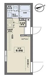 JR山手線 田端駅 徒歩10分の賃貸マンション 4階ワンルームの間取り