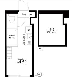 ハーモニーテラス池袋本町 1階ワンルームの間取り