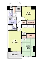 西武池袋線 江古田駅 徒歩3分の賃貸マンション 9階2LDKの間取り