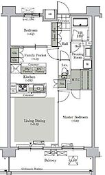 都営三田線 西巣鴨駅 徒歩9分の賃貸マンション 5階2LDKの間取り