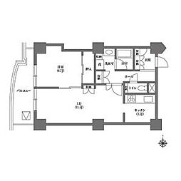 都営三田線 千石駅 徒歩4分の賃貸マンション 20階1LDKの間取り