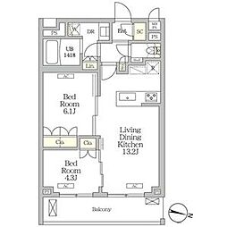 ミレーネ滝野川 2LDKの間取図画像