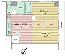 シャンボール大和郷 2DKの間取図画像
