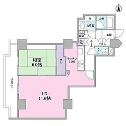 文京グリーンコートビュータワー本駒込B棟 1LDKの間取図画像