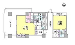 文京グリーンコートビュータワー本駒込A棟 ワンルームの間取図画像