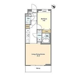 GranCasa王子2 1LDKの間取図画像