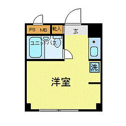 大朝コーポ ワンルームの間取図画像