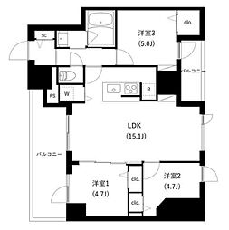 WHARF駒込 3LDKの間取図画像