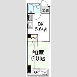 バンビ白山第四ビル 1DKの間取図画像