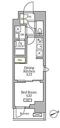 グランエール西日暮里SOUTH 1DKの間取図画像