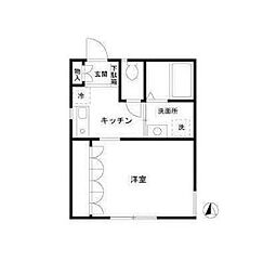 エスプワール千駄木 1Kの間取図画像