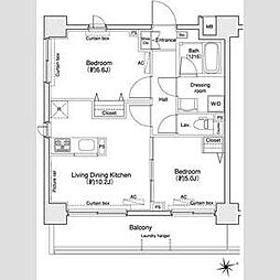 プラウドフラット王子神谷 2LDKの間取図画像