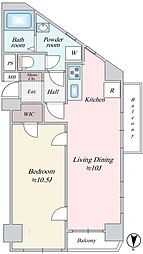駒込グローリア初穂 1LDKの間取図画像