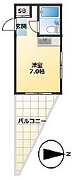 ウェザーコック近野 ワンルームの間取図画像
