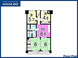 エクレール若葉台 4DKの間取図画像